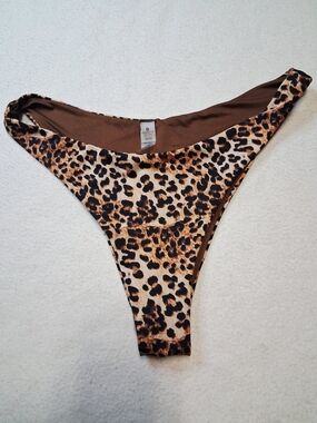 4/20$ Leopard Print Cheeky Bikini Bottom - Brown